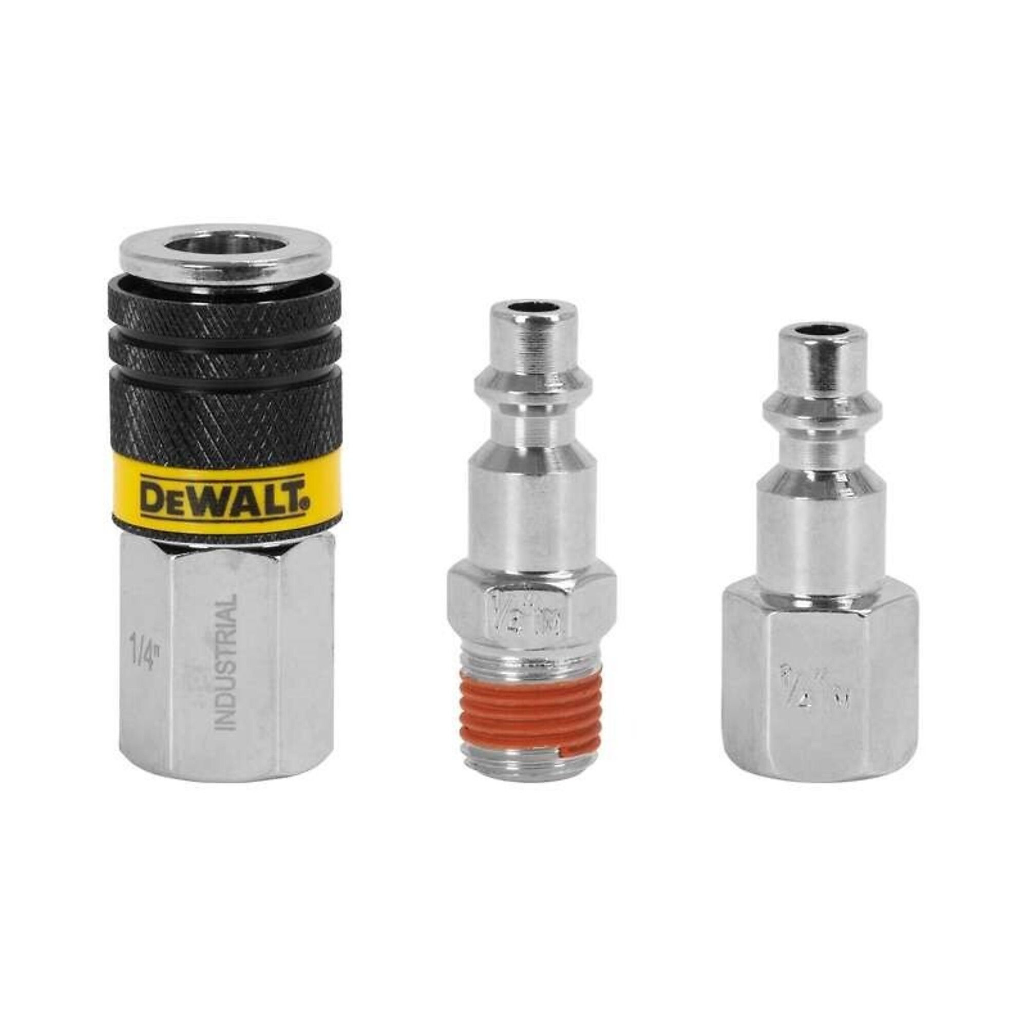 DEWALT, 3pc 1/4in. Industrial Coupler Plug Kit, Coupler Size 1/4 in, Model# DXCM036-0207